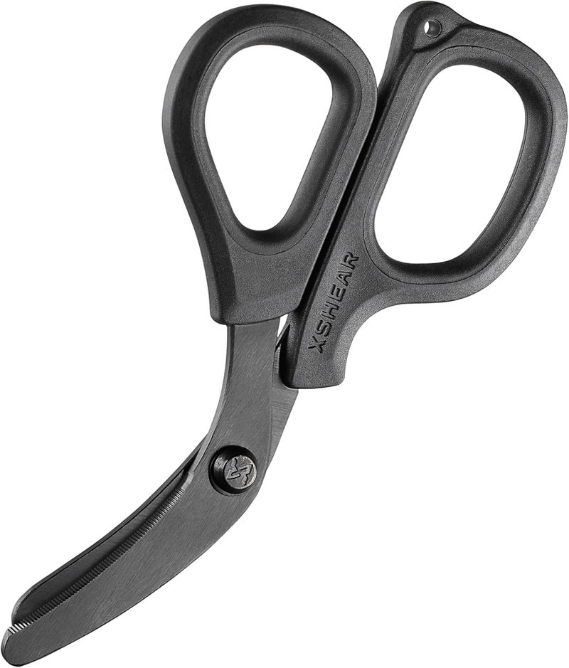Xshear Mini 6" Trauma and Nurse's Shear. Razor sharp and compact scissors, perfect for EMTs, doctors, ICU, wound care and bandages (All Black) - Image 1